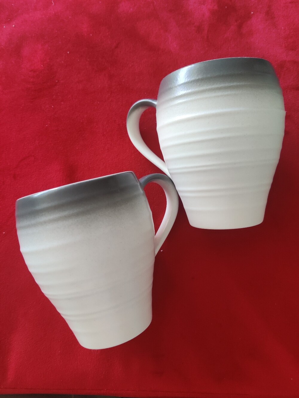 Mikasa Swirl Ombre Graphite Mugs Set Of Two New